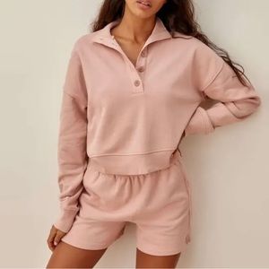 Reformation Pink Marla Sweatshirt And Brooks Sweat Shorts Set